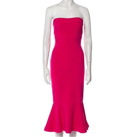 Barbiecore Pink Dress Strapless Luna Dress by Cinq à Sept size 6-8 - Picture 5 of 7